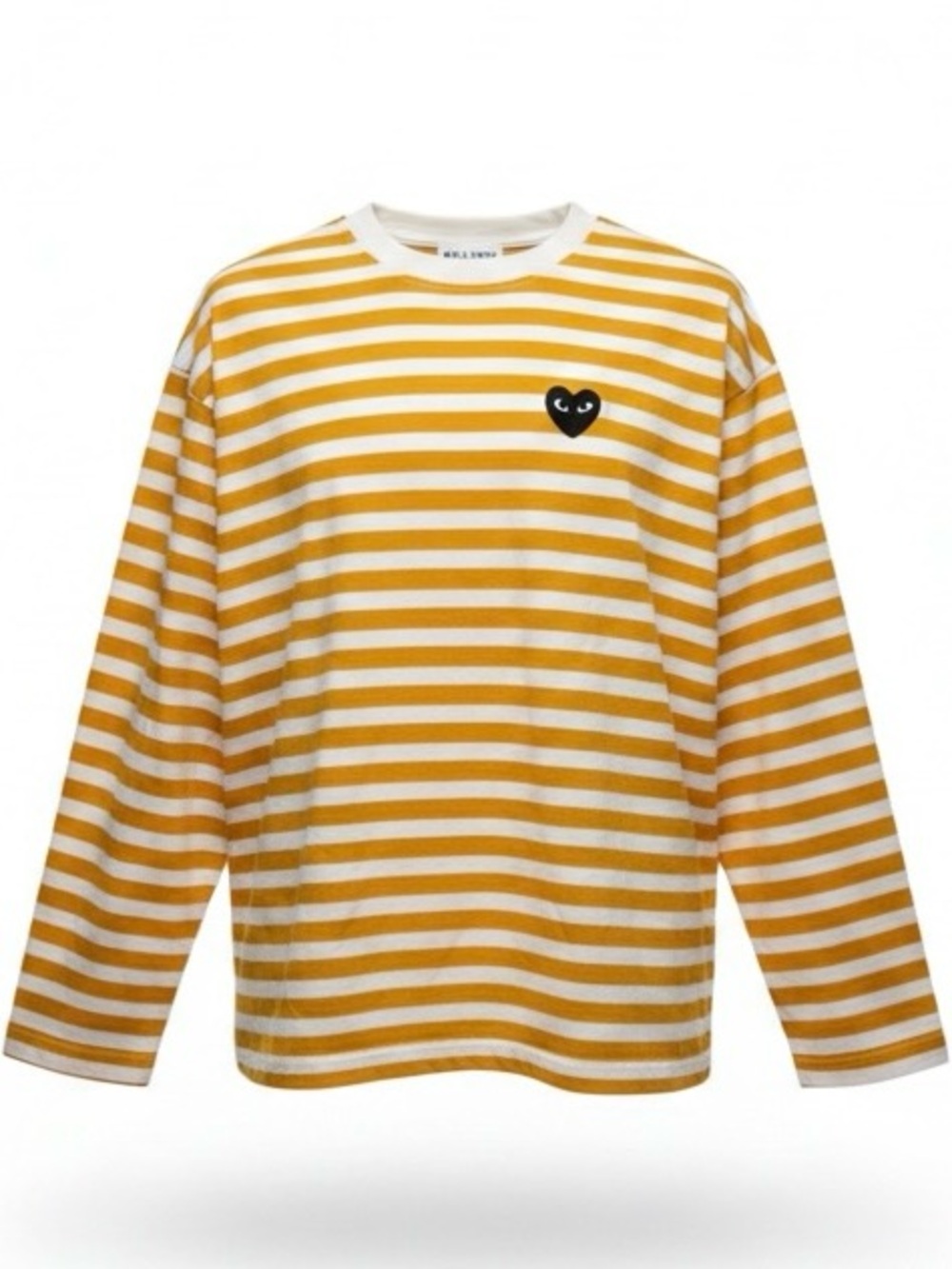 LOLLIPOP Striped Yellow & White Long-Sleeve Tee with Heart Patch